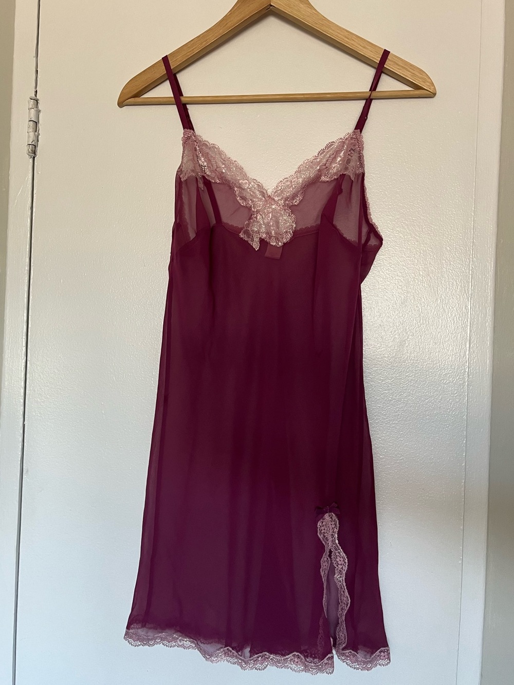 Victoria's Secret Sheer Lace Trim Slip Dress - purple